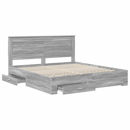 Bed Frame with Drawer with Headboard Manual Engineered Wood