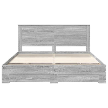 Bed Frame with Drawer with Headboard Manual Engineered Wood