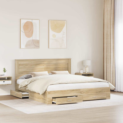Bed Frame with Drawer with Headboard Manual Engineered Wood