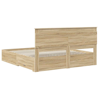 Bed Frame with Drawer with Headboard Manual Engineered Wood