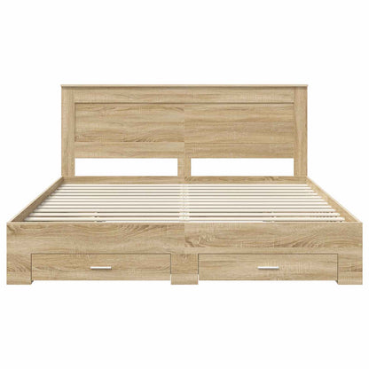 Bed Frame with Drawer with Headboard Manual Engineered Wood