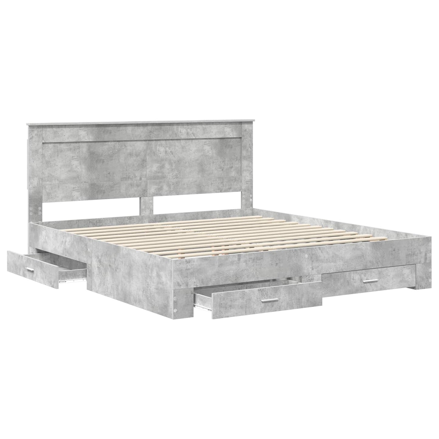 Bed Frame with Drawer with Headboard Manual Engineered Wood