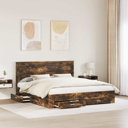 Bed Frame with Drawer with Headboard Manual Engineered Wood