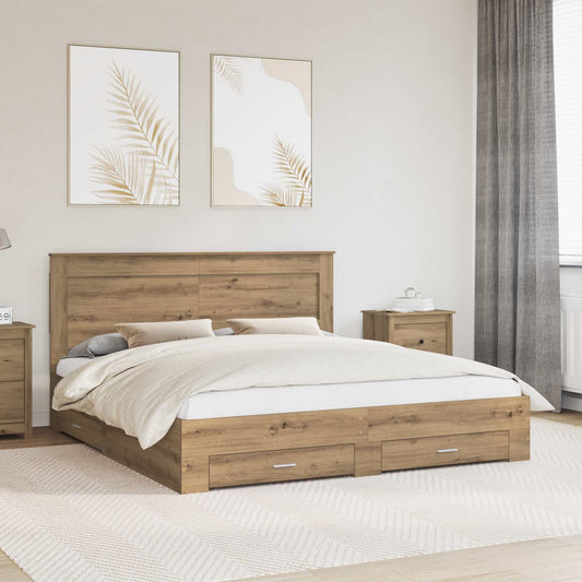 Bed Frame with Drawer with Headboard Manual Engineered Wood