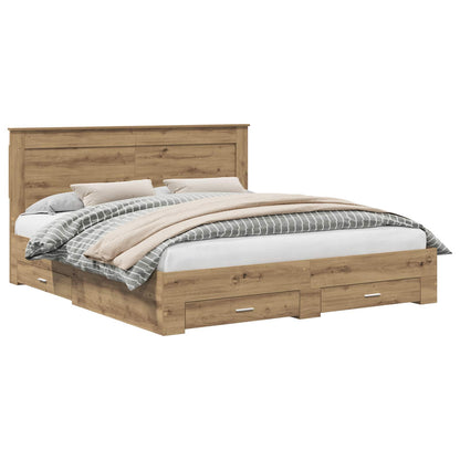 Bed Frame with Drawer with Headboard Manual Engineered Wood