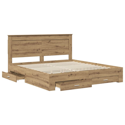 Bed Frame with Drawer with Headboard Manual Engineered Wood