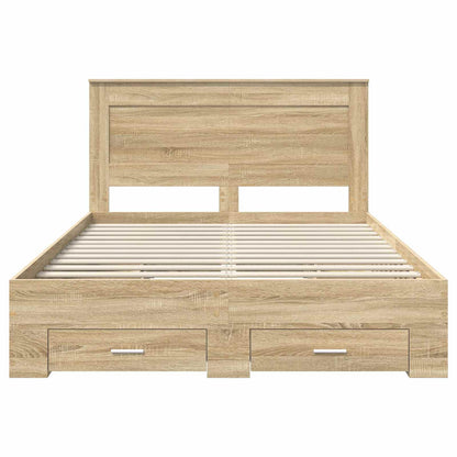 Bed Frame with Drawer with Headboard Manual Engineered Wood