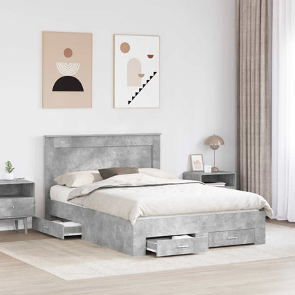 Bed Frame with Drawer with Headboard Manual Engineered Wood