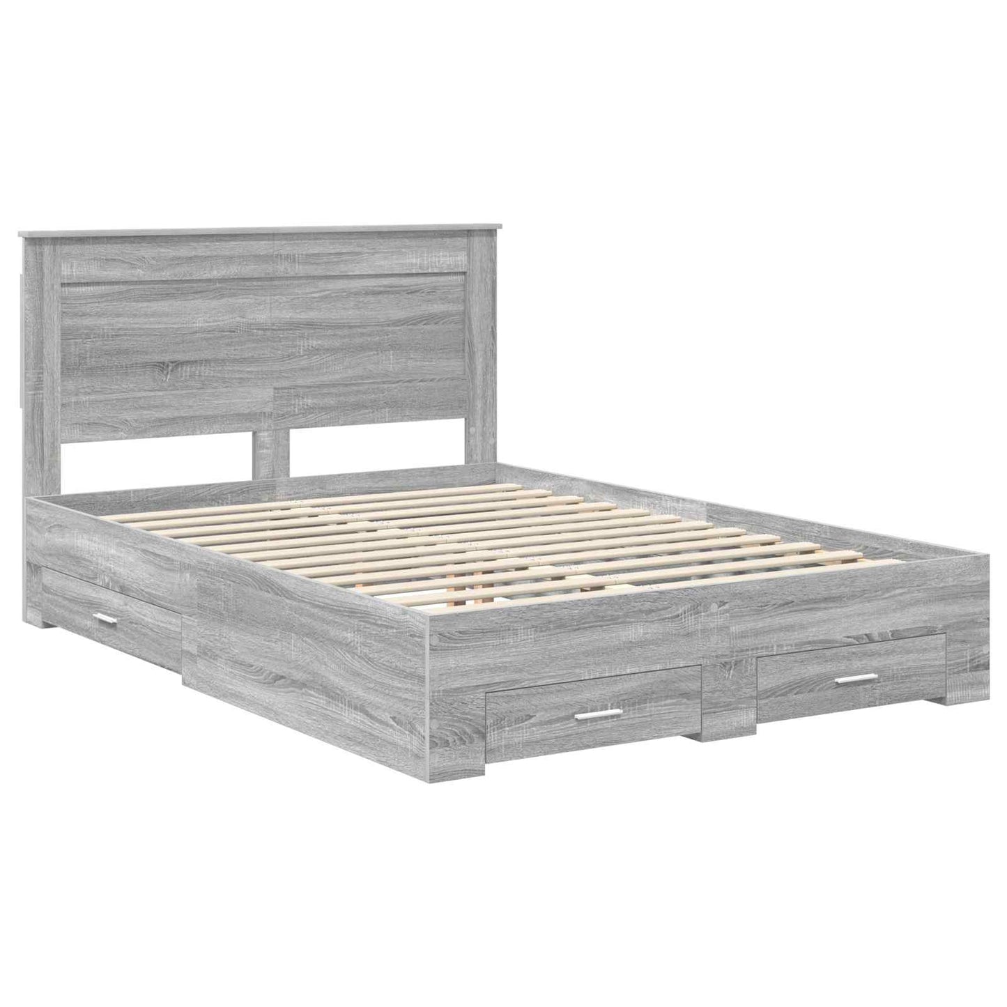 Bed Frame with Drawer with Headboard Manual Engineered Wood