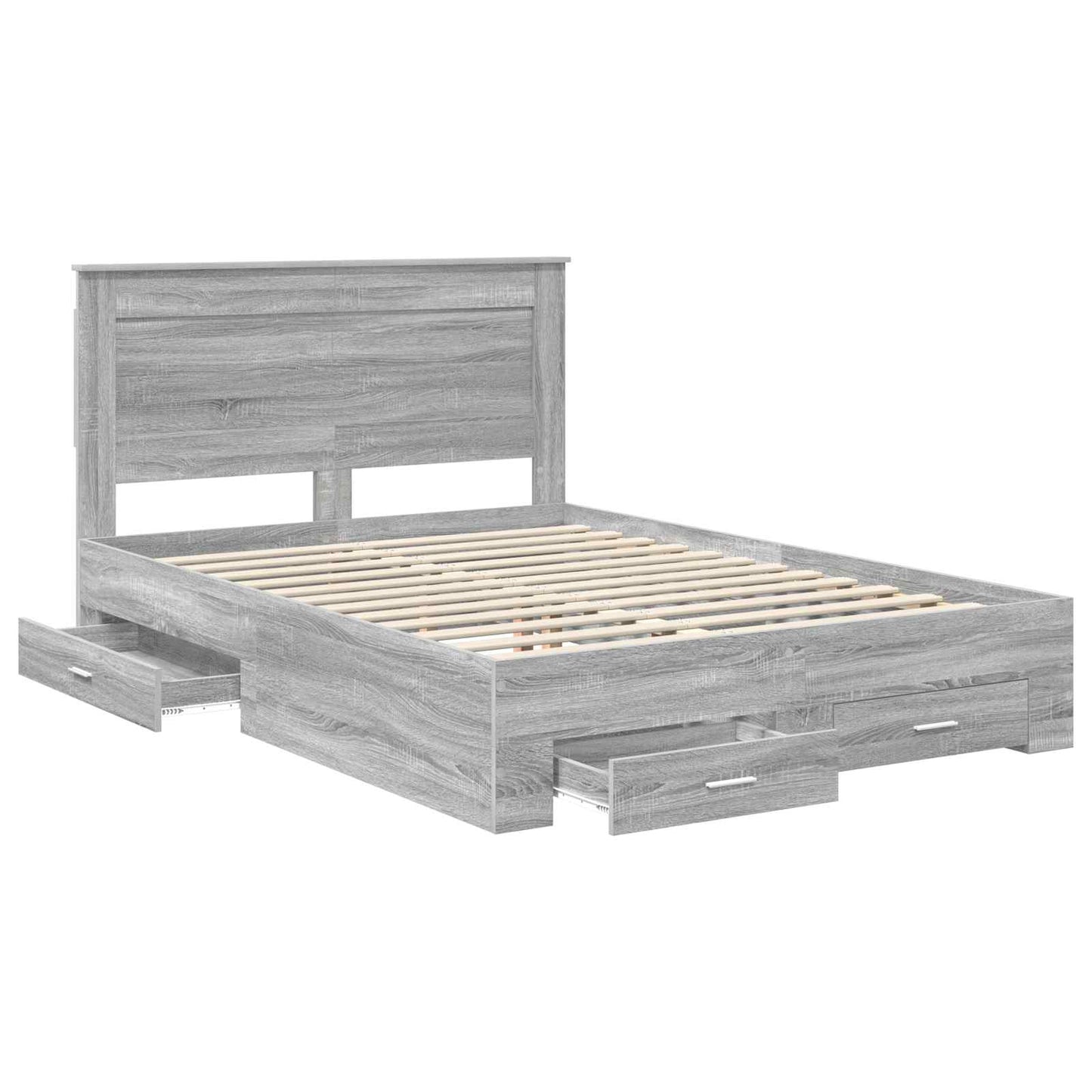 Bed Frame with Drawer with Headboard Manual Engineered Wood