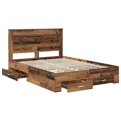 Bed Frame with Drawer with Headboard Manual Engineered Wood