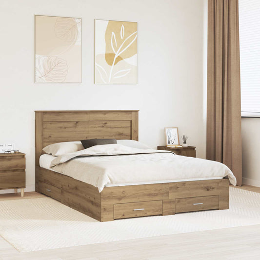 Bed Frame with Drawer with Headboard Manual Engineered Wood