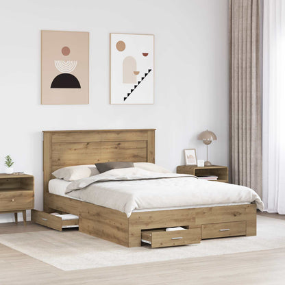 Bed Frame with Drawer with Headboard Manual Engineered Wood