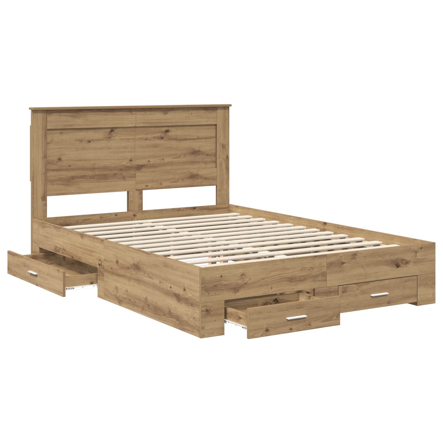 Bed Frame with Drawer with Headboard Manual Engineered Wood