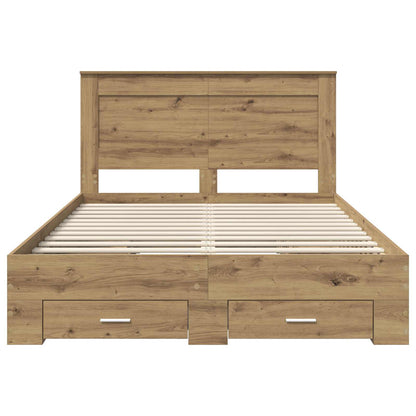 Bed Frame with Drawer with Headboard Manual Engineered Wood