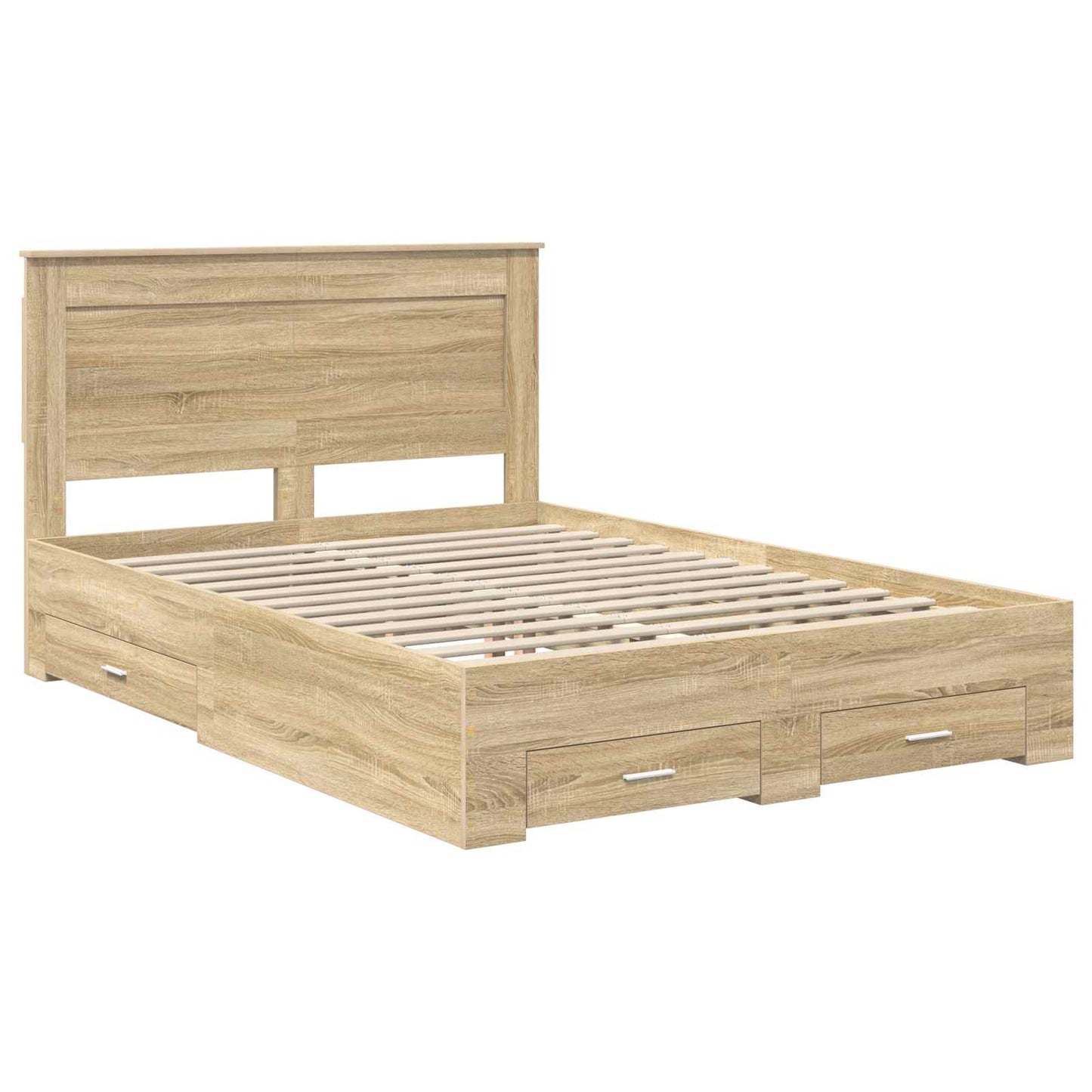 Bed Frame with Drawer with Headboard Manual Engineered Wood