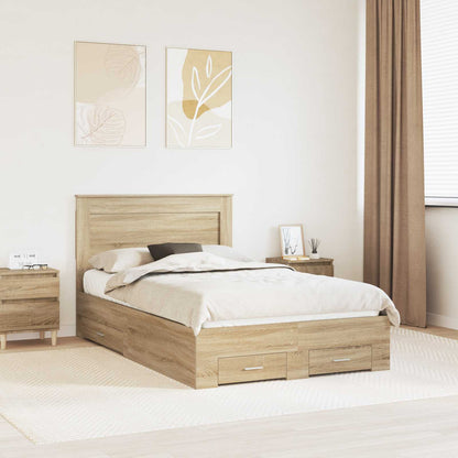 Bed Frame with Drawer with Headboard Manual Engineered Wood