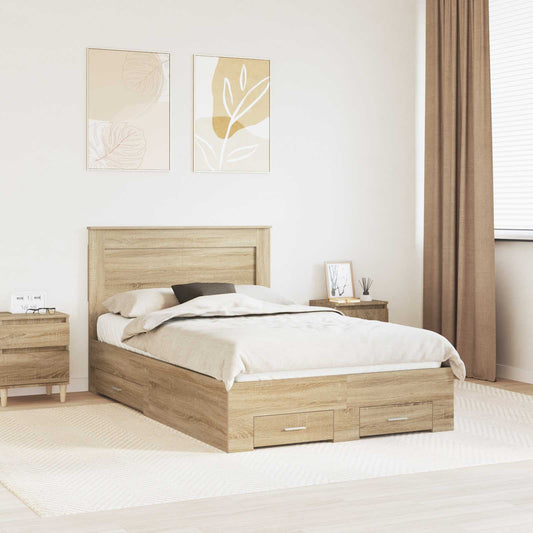 Bed Frame with Drawer with Headboard Manual Engineered Wood