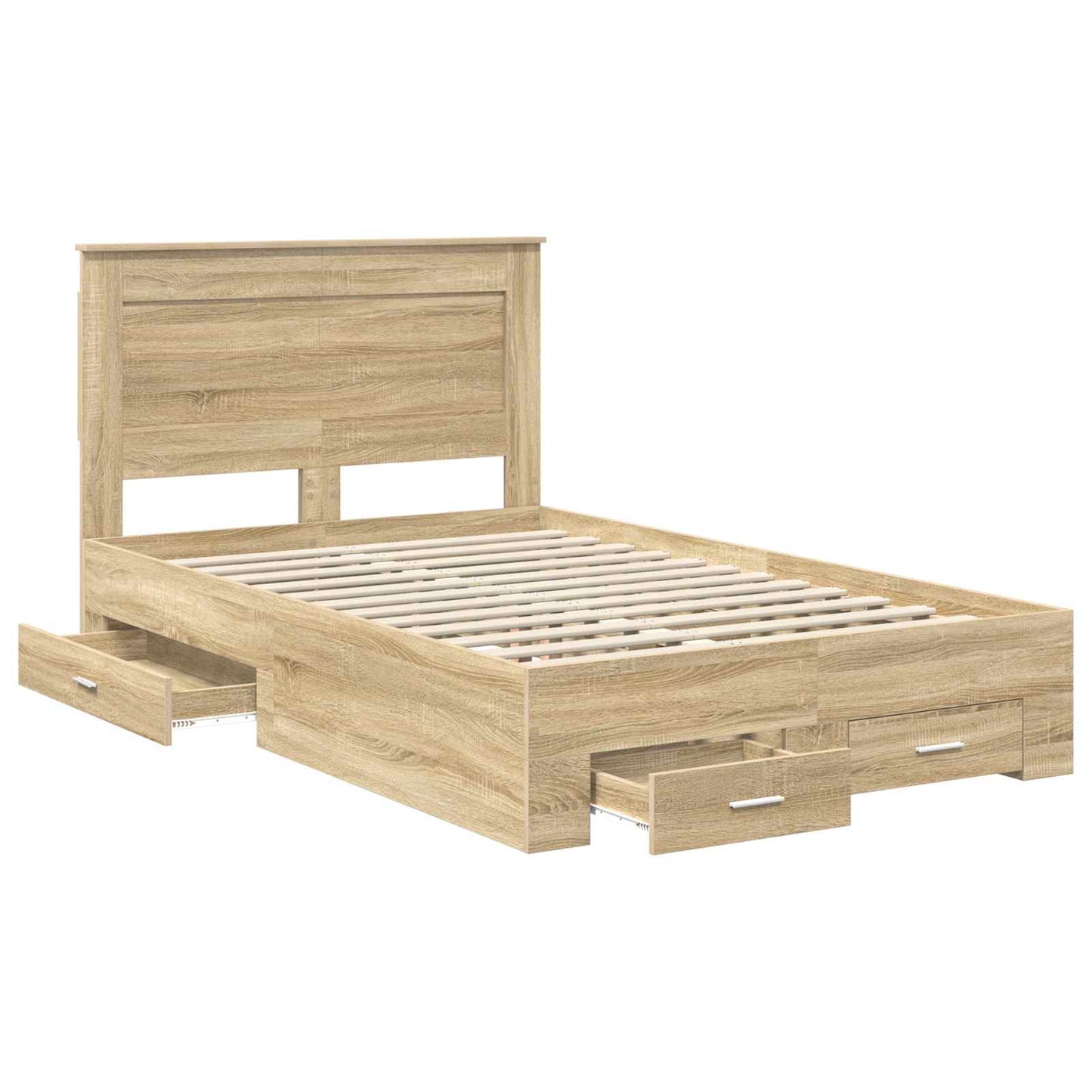 Bed Frame with Drawer with Headboard Manual Engineered Wood