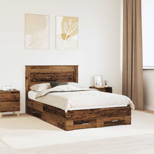 Bed Frame with Drawer with Headboard Manual Engineered Wood