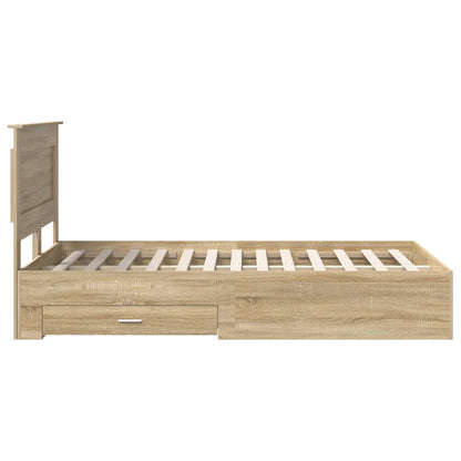 Bed Frame with Drawer with Headboard Manual Engineered Wood