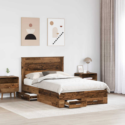 Bed Frame with Drawer with Headboard Manual Engineered Wood