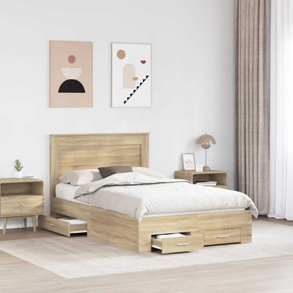 Bed Frame with Drawer with Headboard Manual Engineered Wood