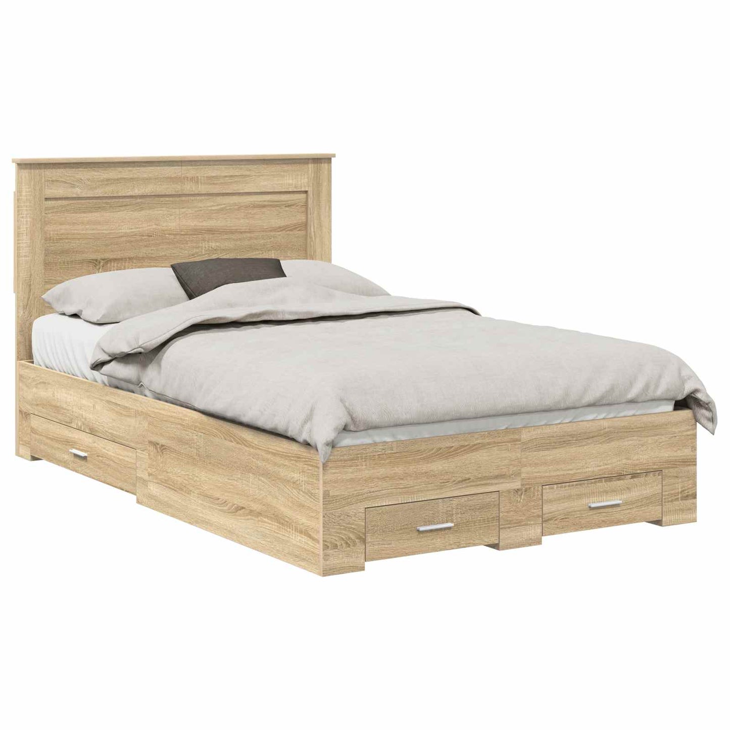 Bed Frame with Drawer with Headboard Manual Engineered Wood