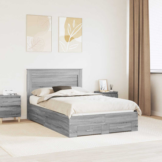 Bed Frame with Drawer with Headboard Manual Engineered Wood