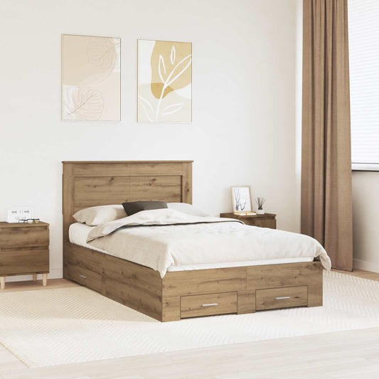 Bed Frame with Drawer with Headboard Manual Engineered Wood