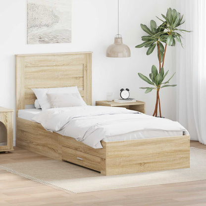 Bed Frame with Drawer with Headboard Manual Engineered Wood