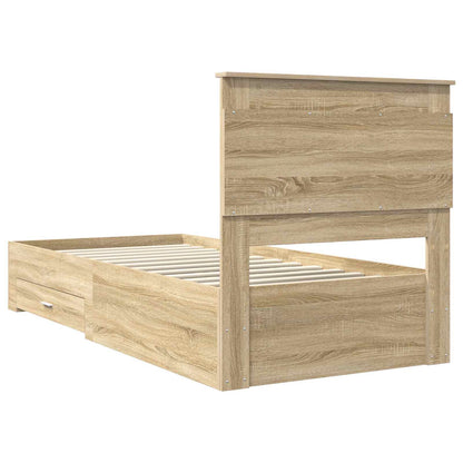 Bed Frame with Drawer with Headboard Manual Engineered Wood