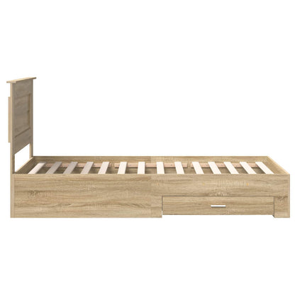 Bed Frame with Drawer with Headboard Manual Engineered Wood