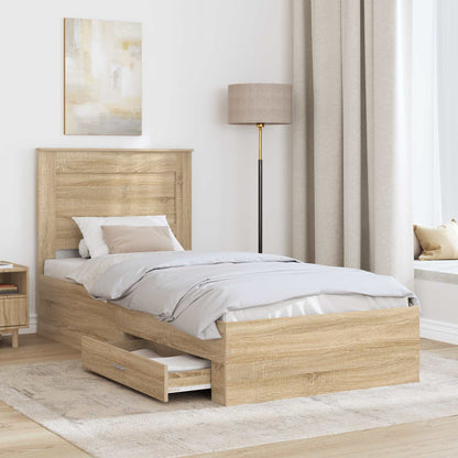 Bed Frame with Drawer with Headboard Manual Engineered Wood