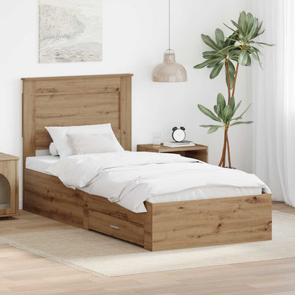 Bed Frame with Drawer with Headboard Manual Engineered Wood