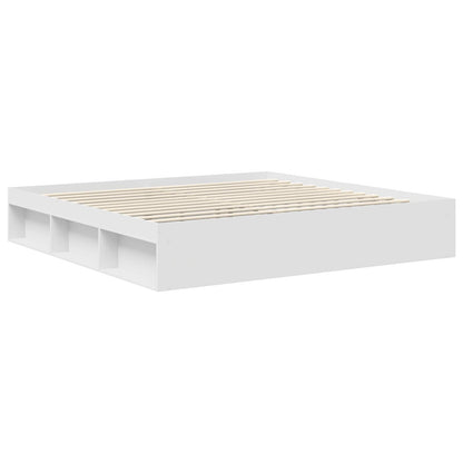 Bed Frame with Headboard White 200 x 200 cm Solid Pine Wood
