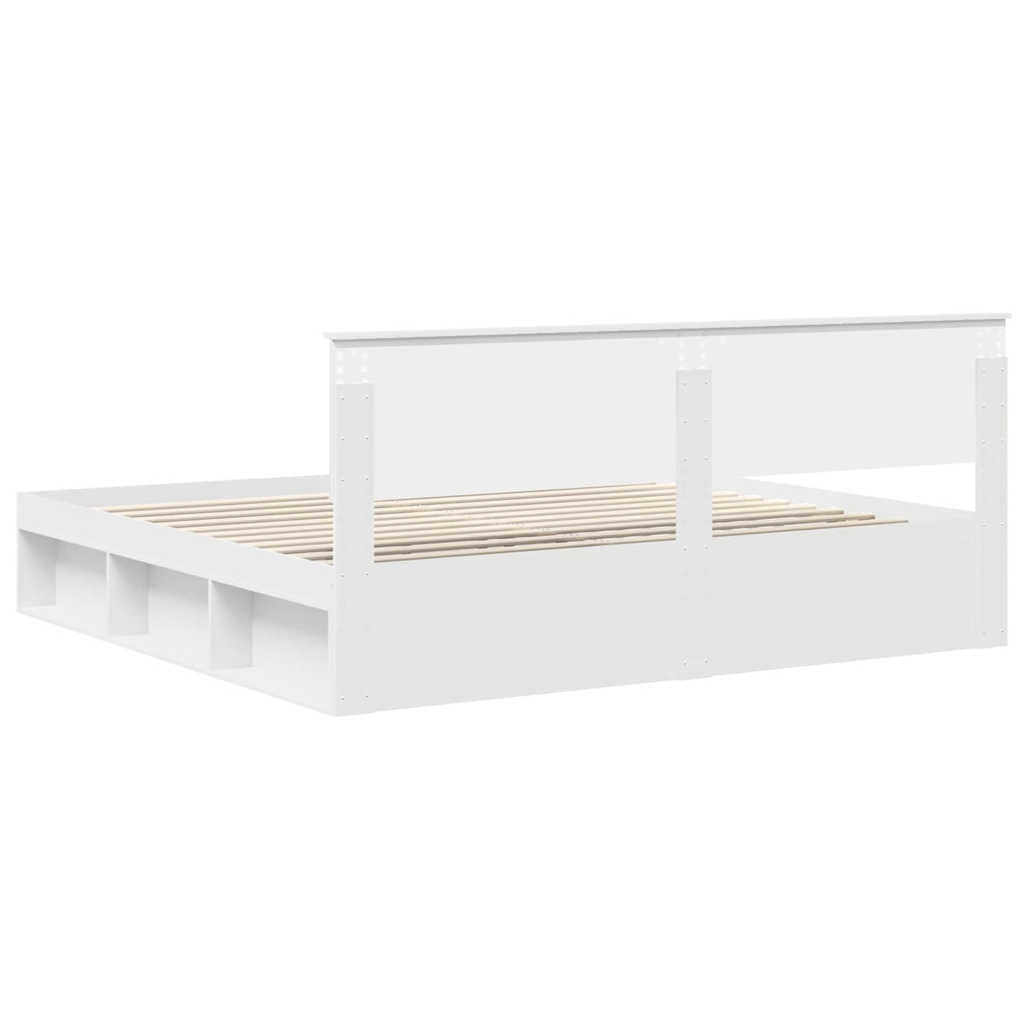 Bed Frame with Headboard White 200 x 200 cm Solid Pine Wood