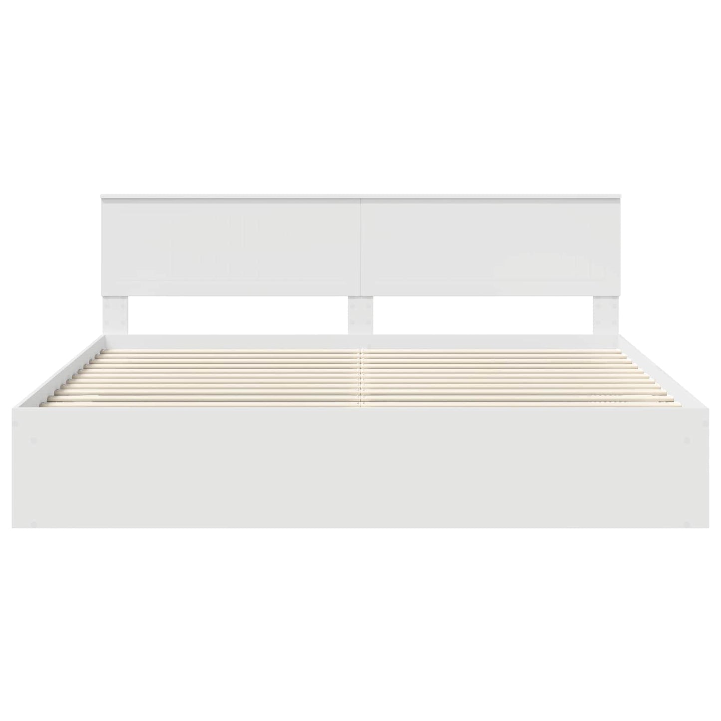 Bed Frame with Headboard White 200 x 200 cm Solid Pine Wood