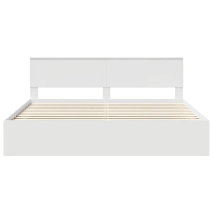 Bed Frame with Headboard White 200 x 200 cm Solid Pine Wood