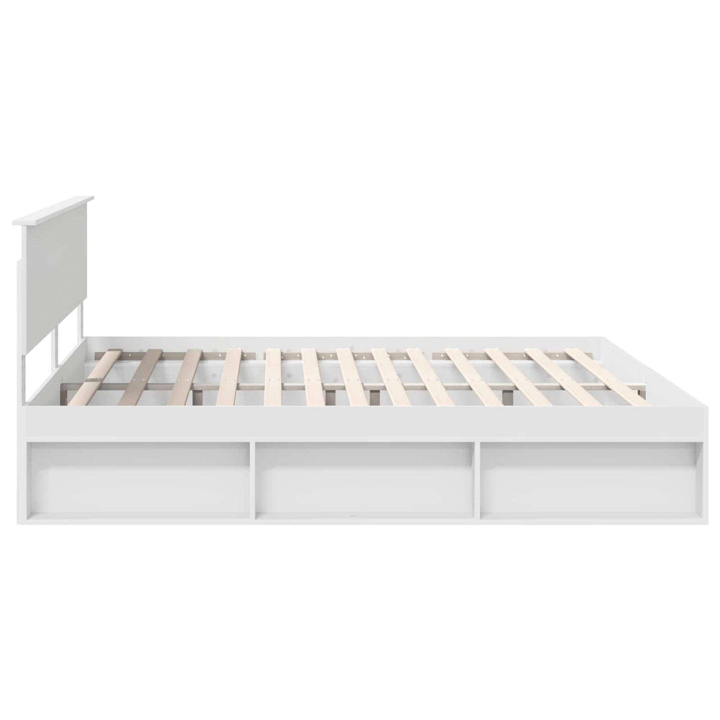 Bed Frame with Headboard White 200 x 200 cm Solid Pine Wood