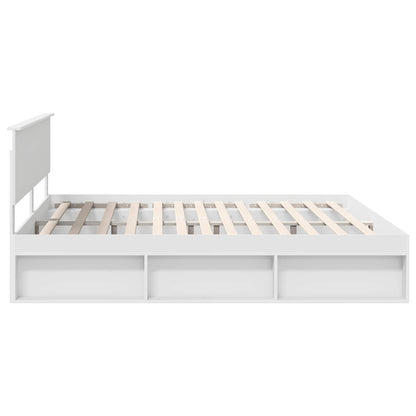 Bed Frame with Headboard White 200 x 200 cm Solid Pine Wood