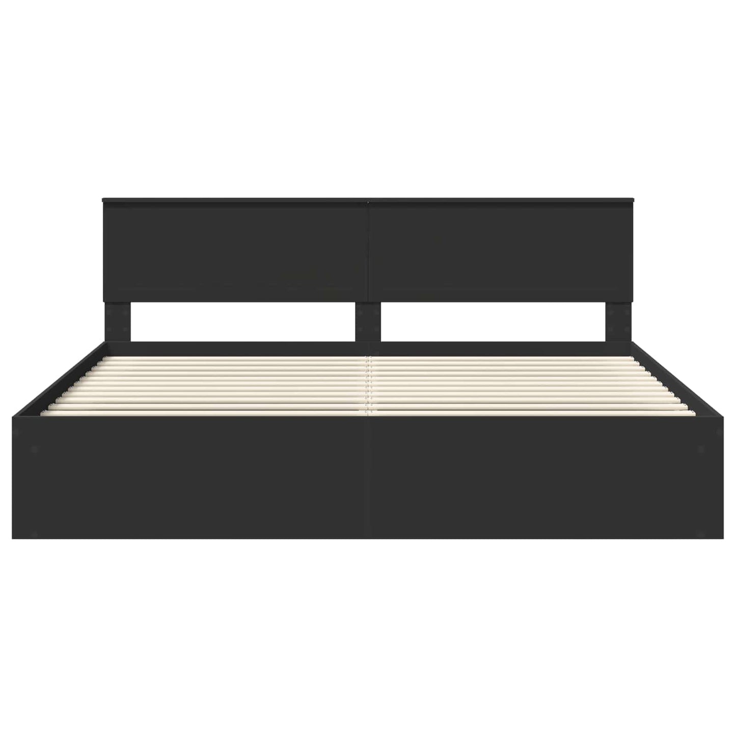 Bed Frame with Headboard Black 200 x 200 cm Solid Pine Wood