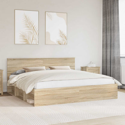 Bed Frame with Headboard Sonoma 200 x 200 cm Solid Pine Wood