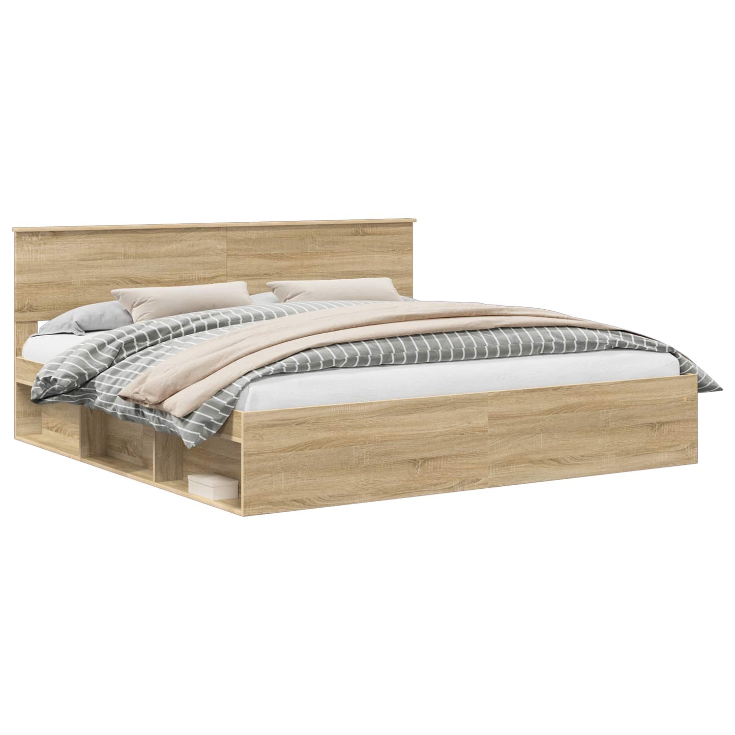 Bed Frame with Headboard Sonoma 200 x 200 cm Solid Pine Wood