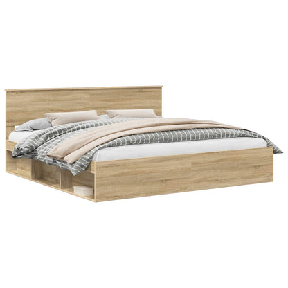 Bed Frame with Headboard Sonoma 200 x 200 cm Solid Pine Wood