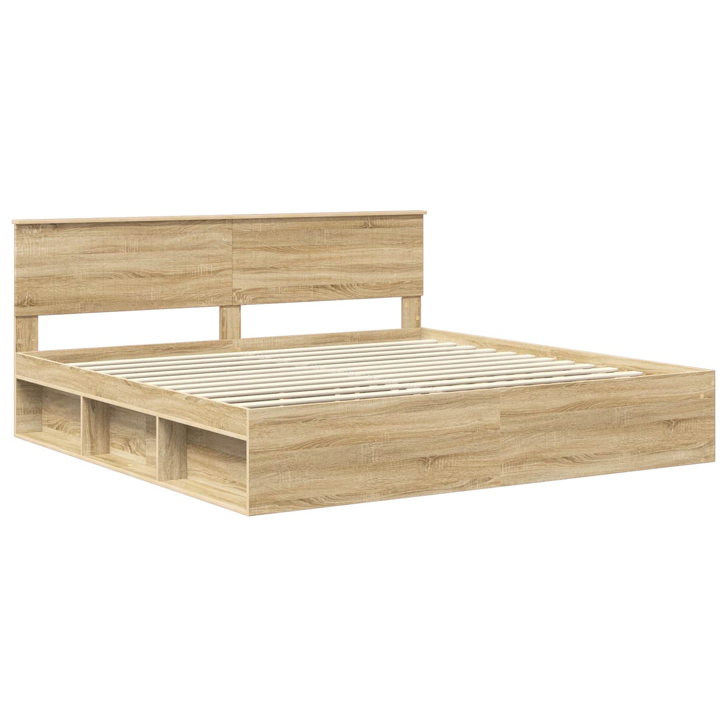 Bed Frame with Headboard Sonoma 200 x 200 cm Solid Pine Wood