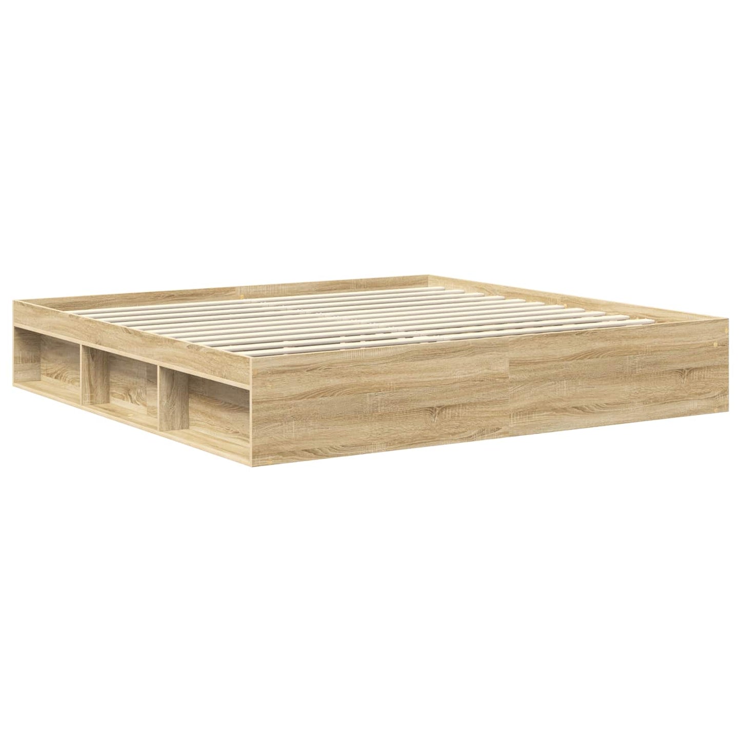 Bed Frame with Headboard Sonoma 200 x 200 cm Solid Pine Wood