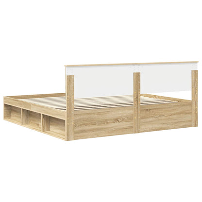 Bed Frame with Headboard Sonoma 200 x 200 cm Solid Pine Wood