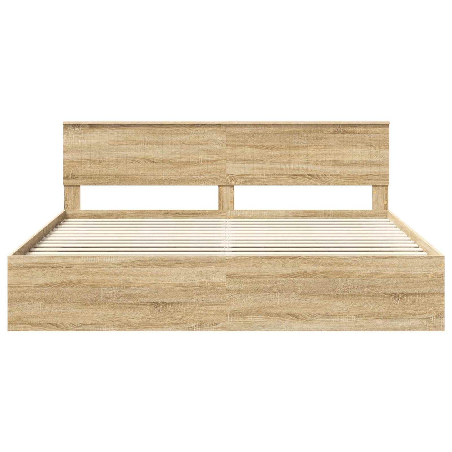 Bed Frame with Headboard Sonoma 200 x 200 cm Solid Pine Wood