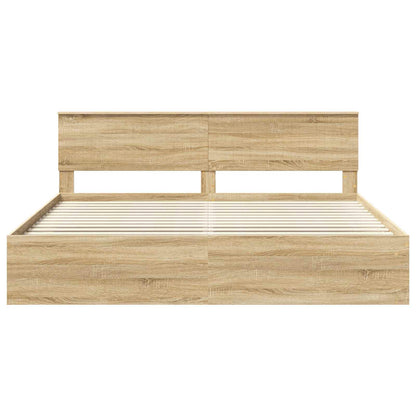 Bed Frame with Headboard Sonoma 200 x 200 cm Solid Pine Wood